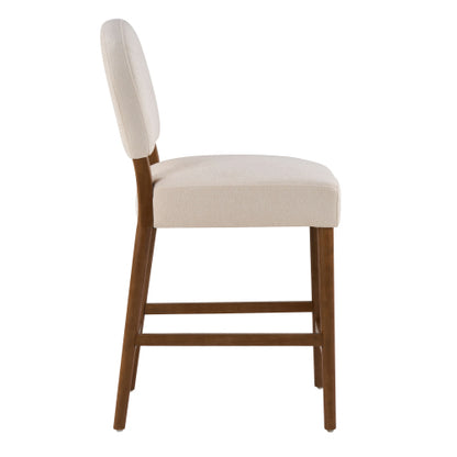 26inch  Seat Height Fabric & Rubberwood Bar Stool, Beige Upholstery with Adjustable Floor Leveler, Spacious Seat for Kitchen Island(Beige,set of 2)