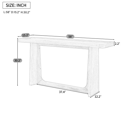 Farmhouse Console Table with Tray Top Design, Solid Wood Frame for Entryway, Living Room or Sofa Back, Black