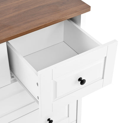 White Dresser with 5 Drawers, Tall Chest of Drawers, 5 Drawer Dresser with Deep Space, Wood Storage Cabinet for Living Room, Hallway, Office, White