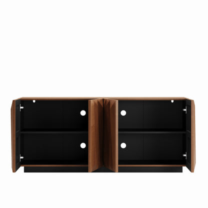 Walnut Mid Century Sideboard with 3D Geometric Doors
