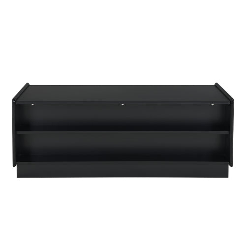 47.2 Inch Fluted Coffee Table with Drawers & Glass