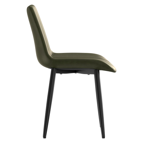 PU Leather Dining Chairs with Adjustable Feet, Set of 4, Olive Green