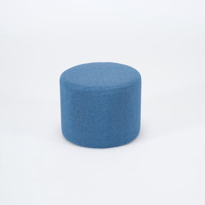 Blue 2-Piece Linen Nesting Storage Ottoman Set, Round Foot Stool with Wood Tray, Fully Assembled 396 LBS