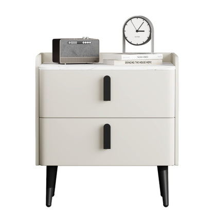 Nightstand with 2 Drawers, Night Stand with Marble-Pattern Tabletop, Modern Beside Table for Bedroom, End Table for Living Room, White