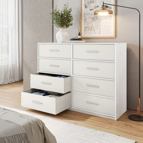 8-Drawer Dresser with Large Fabric Drawers, White