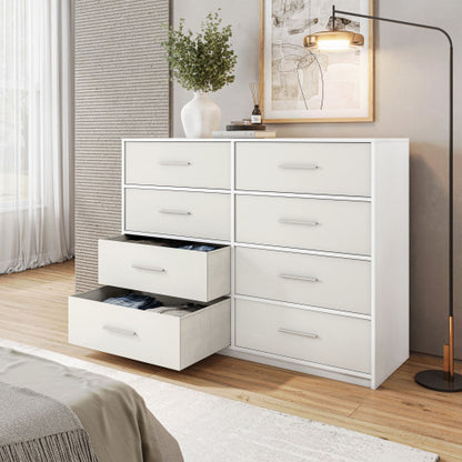 8-Drawer Dresser with Large Fabric Drawers, White