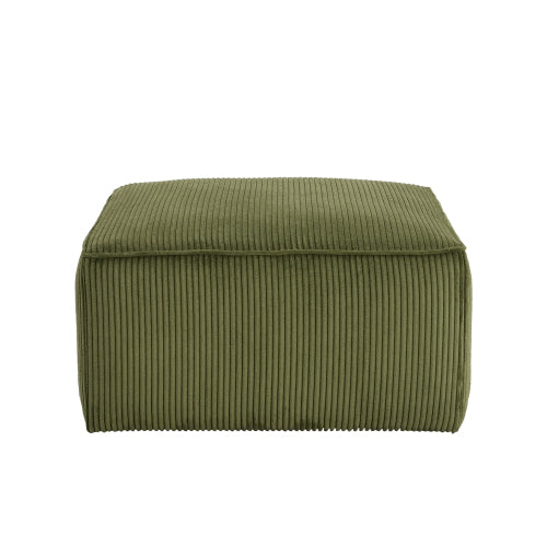 Olive Green Corduroy Square Ottoman with Foam Cushion