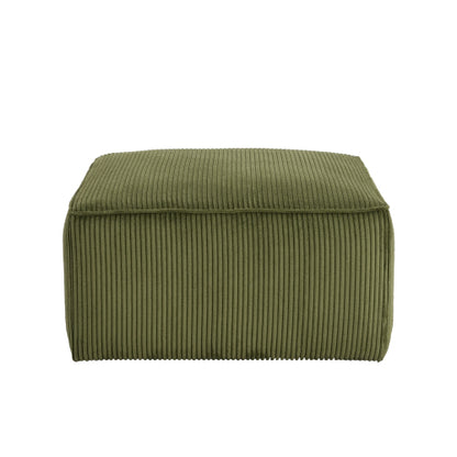 Olive Green Corduroy Square Ottoman with Foam Cushion