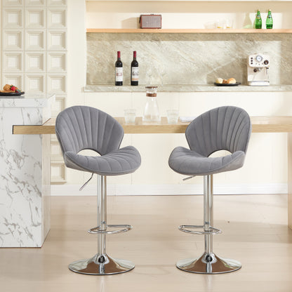 Bar Stools Set of 2 - Adjustable Barstools with Back and Footrest, Counter Height Bar Chairs for Kitchen, Pub -Grey