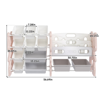 Kids Toy Storage Organizer with Bookshelf and 12 Toy Bins