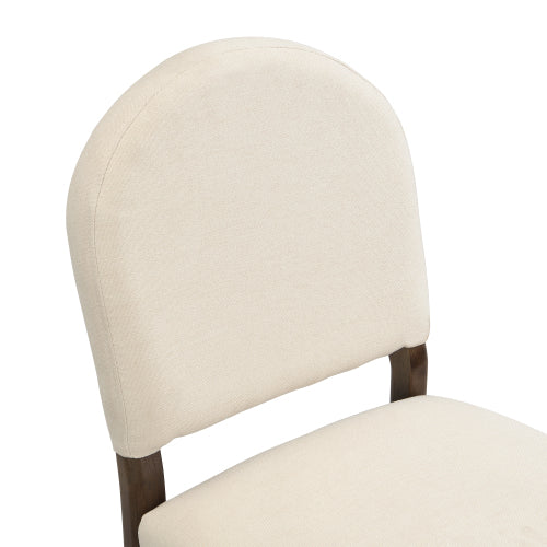 Armless Upholstered Rubberwood Dining Chairs, Set of 2, Beige/Walnut