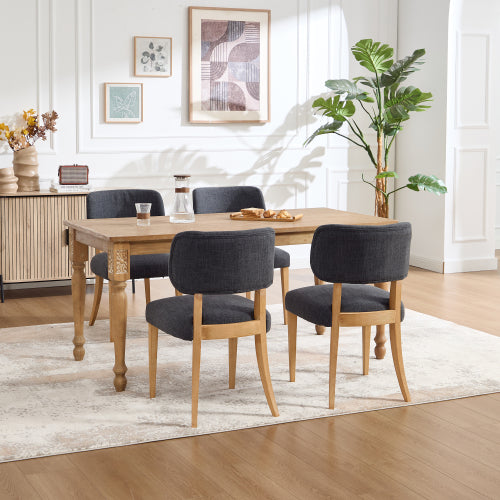 Wooden Dining Chairs Set of 2, Modern Fabric Upholstered Dining Room Chair Kitchen Chairs, Farmhouse Dinner Chair for Kitchen Dining Room