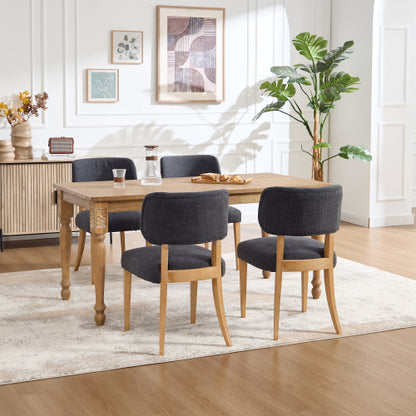 Wooden Dining Chairs Set of 2, Modern Fabric Upholstered Dining Room Chair Kitchen Chairs, Farmhouse Dinner Chair for Kitchen Dining Room