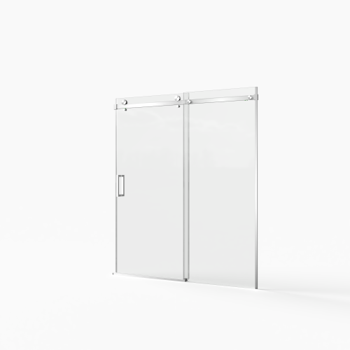 56-60"W x 72"H Frameless Sliding Shower Door,5/16" (8mm) Thick SGCC Tempered Clear Glass,Double Side Easy Clean Coat, Brushed Nickel Finished With Buffer