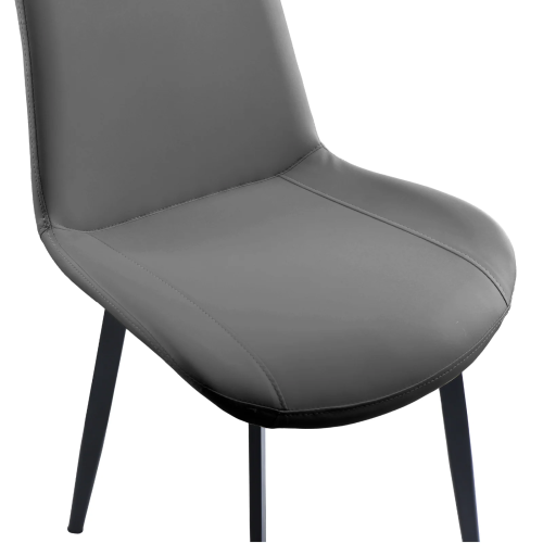 Set of 2 Grey PU Leather Dining Chairs with Metal Legs, Modern Upholstered Kitchen & Dining Room Chairs