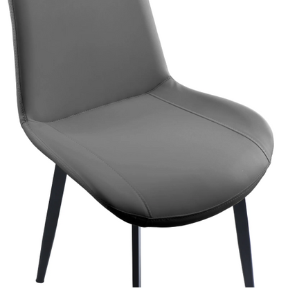 Set of 2 Grey PU Leather Dining Chairs with Metal Legs, Modern Upholstered Kitchen & Dining Room Chairs