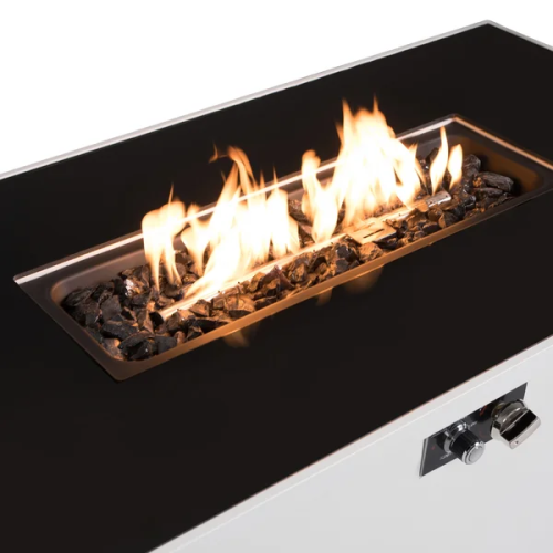 43" Rectangular Fire Pit with Smoked Glass and Metal Frame