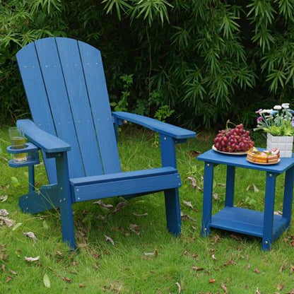 Lounge chair dark blue color, suitable for all seasons: Outdoor lounge chair, made of sturdy HIPS material, equipped with 304 stainless steel accessories.