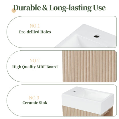 18.6" Bathroom Vanity with Sink, Bathroom Vanity Cabinet with Two-tier Shelf, Left or Right Orientation, Natural (Old Sku:WF308491AAN)