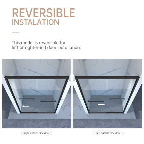 56-60"x70" Aluminum Frame Double Sliding Shower Door,Bypass Bathroom Sliding Door with Premium 5/16" (8mm) Clear Tempered Glass, Black Hardware Sliding Glass Shower Enclosure,Matte Black Finished