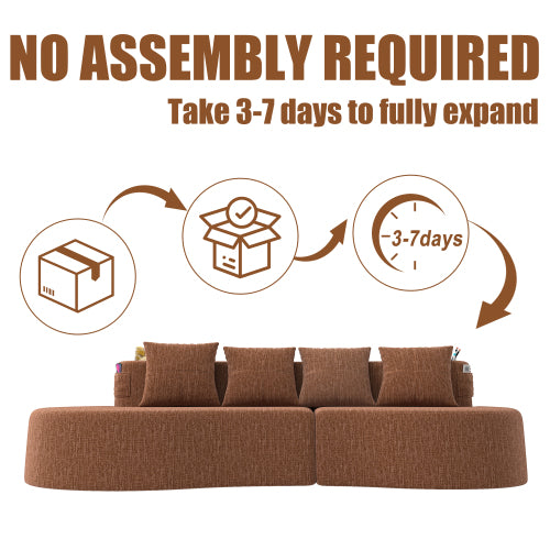 Modern Half-Moon Curved 3-Seat Modular Chenille Sofa No-Assembly for Living-Room Office Apartment