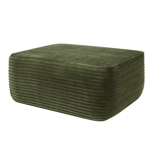 Plush Ottoman Green Corduroy Modular Sofa Extension Seat