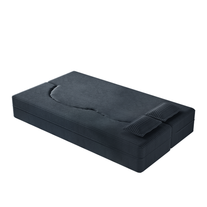 Dark Grey Twin Size Corduroy Convertible Floor Sofa Bed,2 Pillows