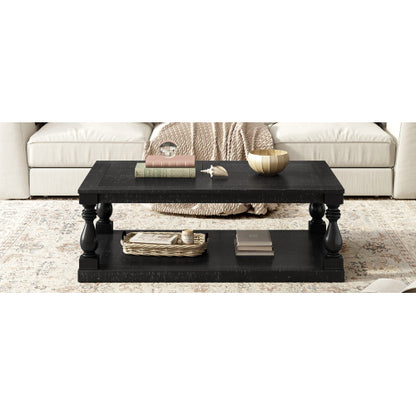 Vintage Coffee Table with Vase Column Legs Pine Veneer Center Table