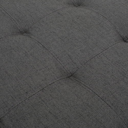 Dark Gray Fabric Tufted Storage Ottoman with Birch Wood Legs