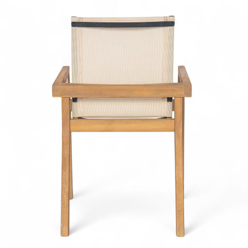 BELFAST DINING CHAIR,Set of 2,Teak Frame+ Beige Textile