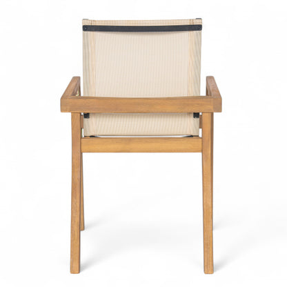 BELFAST DINING CHAIR,Set of 2,Teak Frame+ Beige Textile