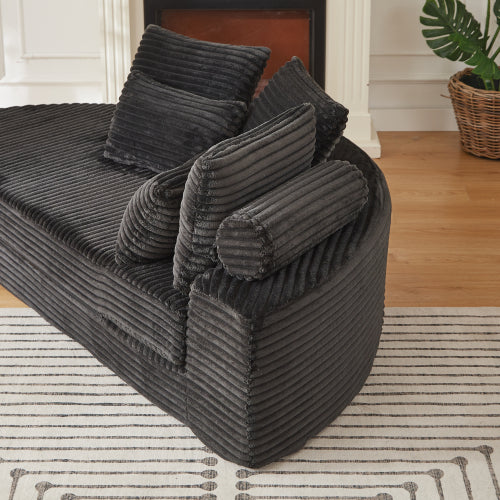 78.5 inch  Corduroy Semi-Circular Sofa-Bed Recliner,5 Pillows & Neck Pillow