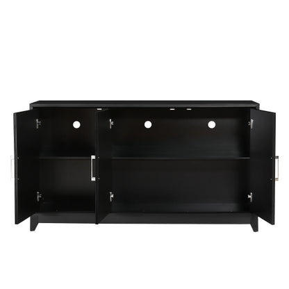 Modern TV Stand for 65 Inch TV with Storage Cabinets and Solid Wood Legs