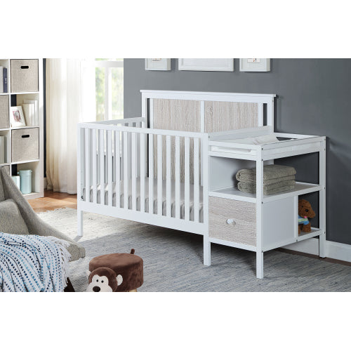 4-in-1 Crib and Changer Combo White/Rockport Gray