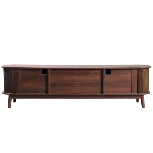 Modern Farmhouse Rattan TV Stand Fits Up To 75 Inch TV With Cable Hole