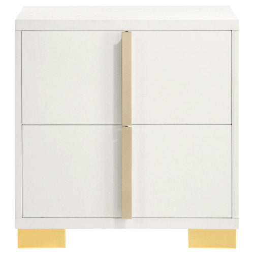 White Art Deco 2-Drawer Nightstand