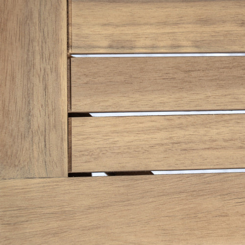 Outdoor Acacia Wood Loveseat with Coffee Table, Light Teak Frame, Beige Cushion