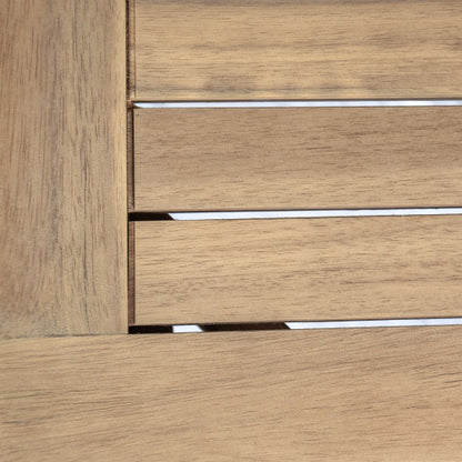 Outdoor Acacia Wood Loveseat with Coffee Table, Light Teak Frame, Beige Cushion