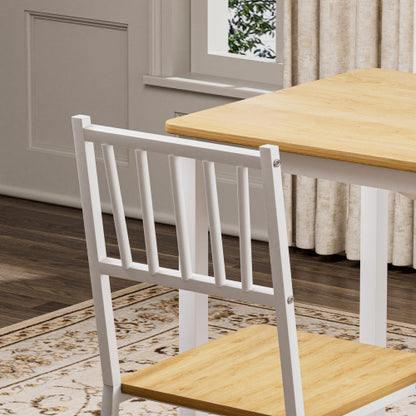 3-Piece Natural & White Industrial Dining Set, Table & 2 Chairs