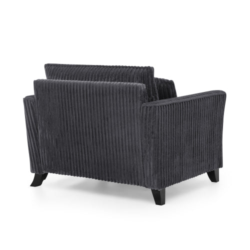 Grey Retro Corduroy Ergonomic Lazy Single Sofa Chair with Dual Armrests