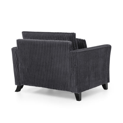 Grey Retro Corduroy Ergonomic Lazy Single Sofa Chair with Dual Armrests