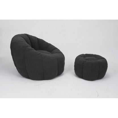 Faux Fur Memory Foam Ergonomic Bean Bag Lounge Chair with Armrests for Dorm Apartment Living Room
