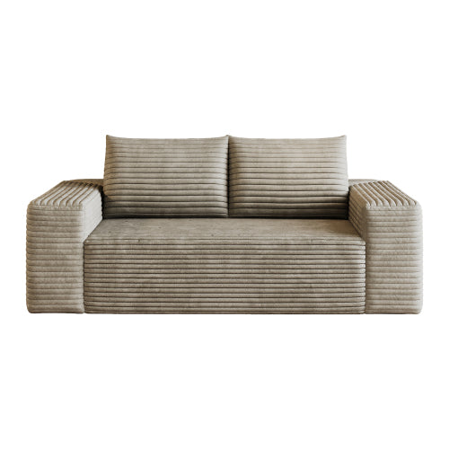 63 inch  Camel Corduroy Loveseat 2-Seater Deep-Seat Sofa, No Assembly