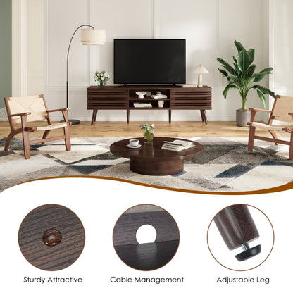 Mid-Century Fluted Wood TV Stand with Cable Management for TVs Up To 70 Inch Media Console