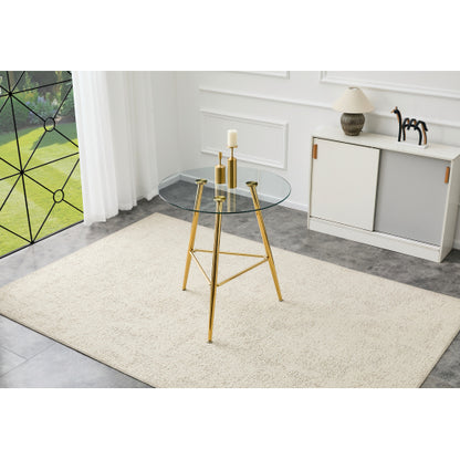 36 Inch Height Bar Table, 34 Inch Round Tempered Glass Top Pub Table with Chrome-Plated Golden Metal Legs, Modern Bistro Table for Kitchen Island/Bar/Cafe