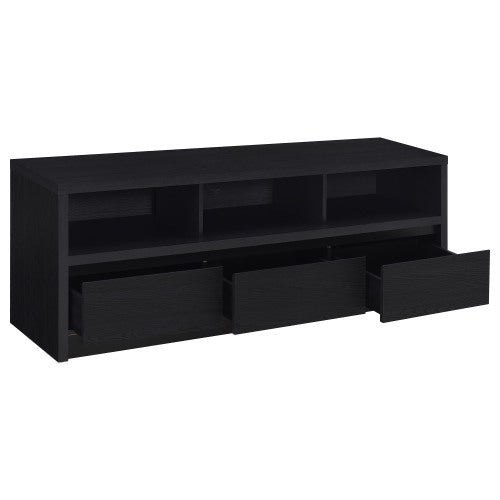 Modern Black 3-Drawer 59 Inch TV Media Console with Cable Cutout