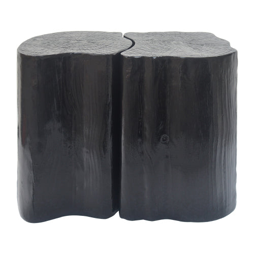 2-in-1 Irregular MGO End Table, Split Design, Small Space Friendly,Indoor Outdoor Use,Black Color