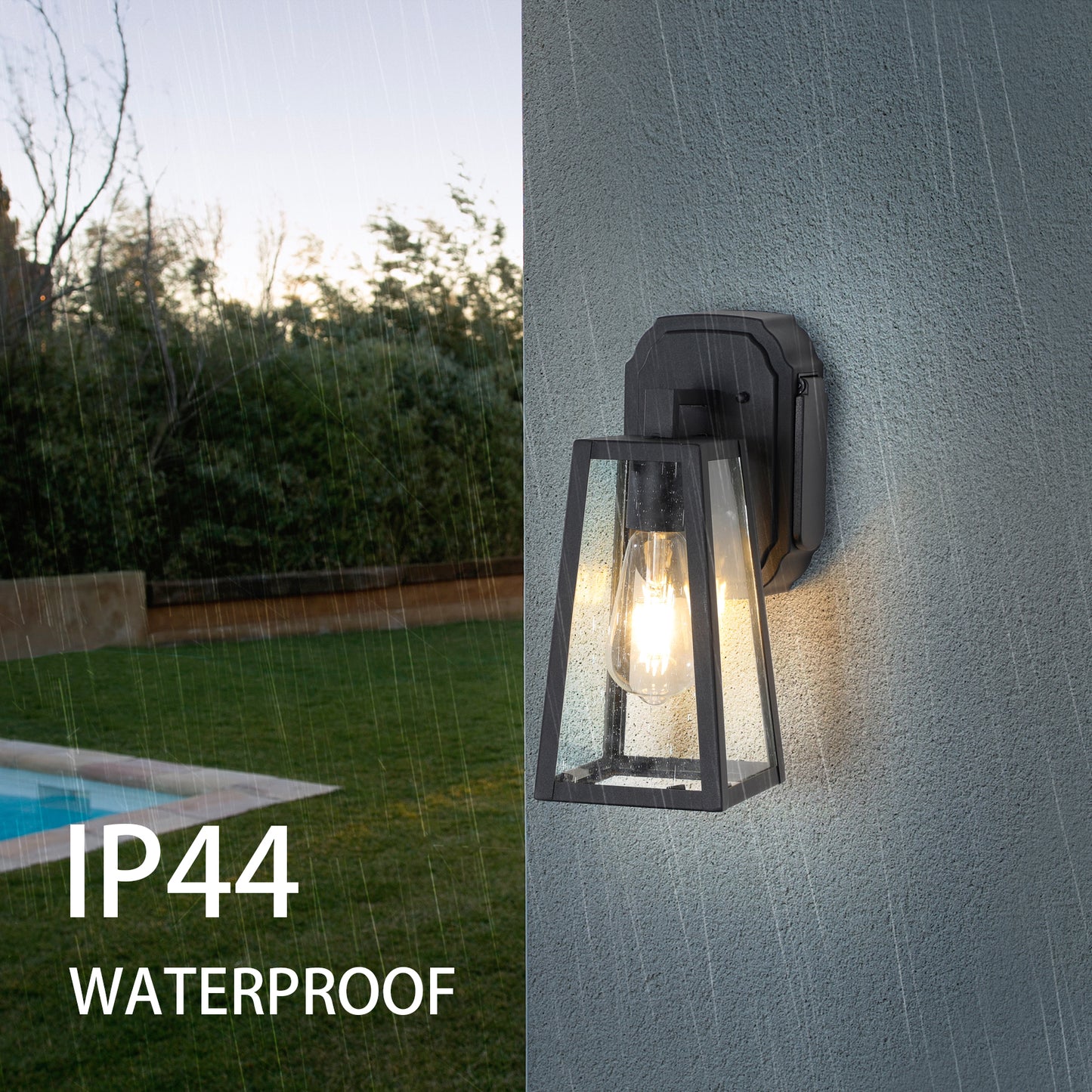 1-Light Matte Black Non-Motion Sensing Outdoor Hardwired Wall Sconce Light with Socket, Bulb Not Included