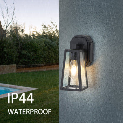 1-Light Matte Black Non-Motion Sensing Outdoor Hardwired Wall Sconce Light with Socket, Bulb Not Included