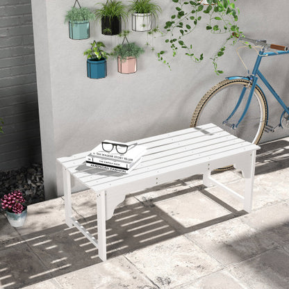 Wooden Garden Bench, Outdoor Park Bench with Slatted Seat, Backless Front Porch Bench with Curved Seat for Conservatory, Garden, Poolside, Deck, White